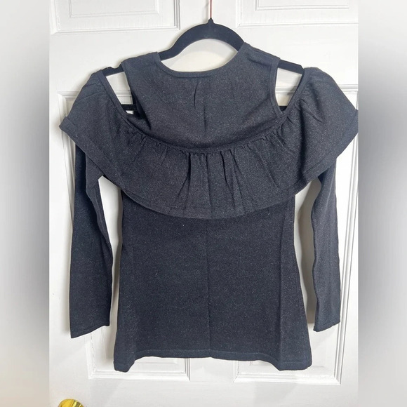 Lilly Pulitzer Cold Shoulder Sweater Women’s XS Black Metallic Peplum - Picture 4 of 4